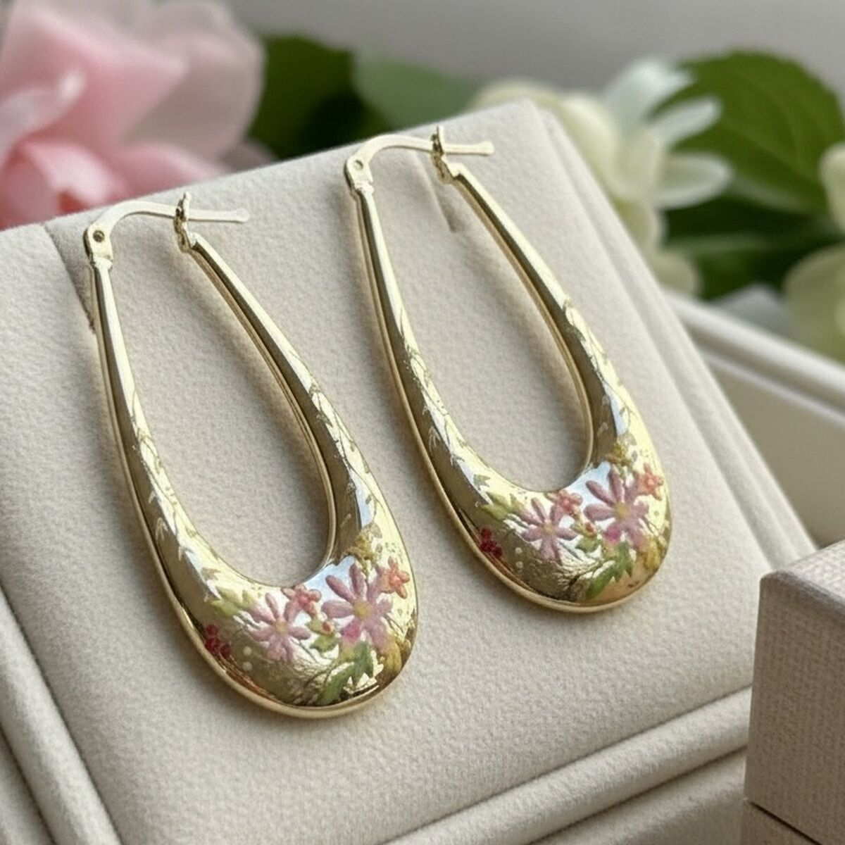 14 AYAR ÖZEL TASARIM ÜZERİ MİNELİ OVAL KÜPE