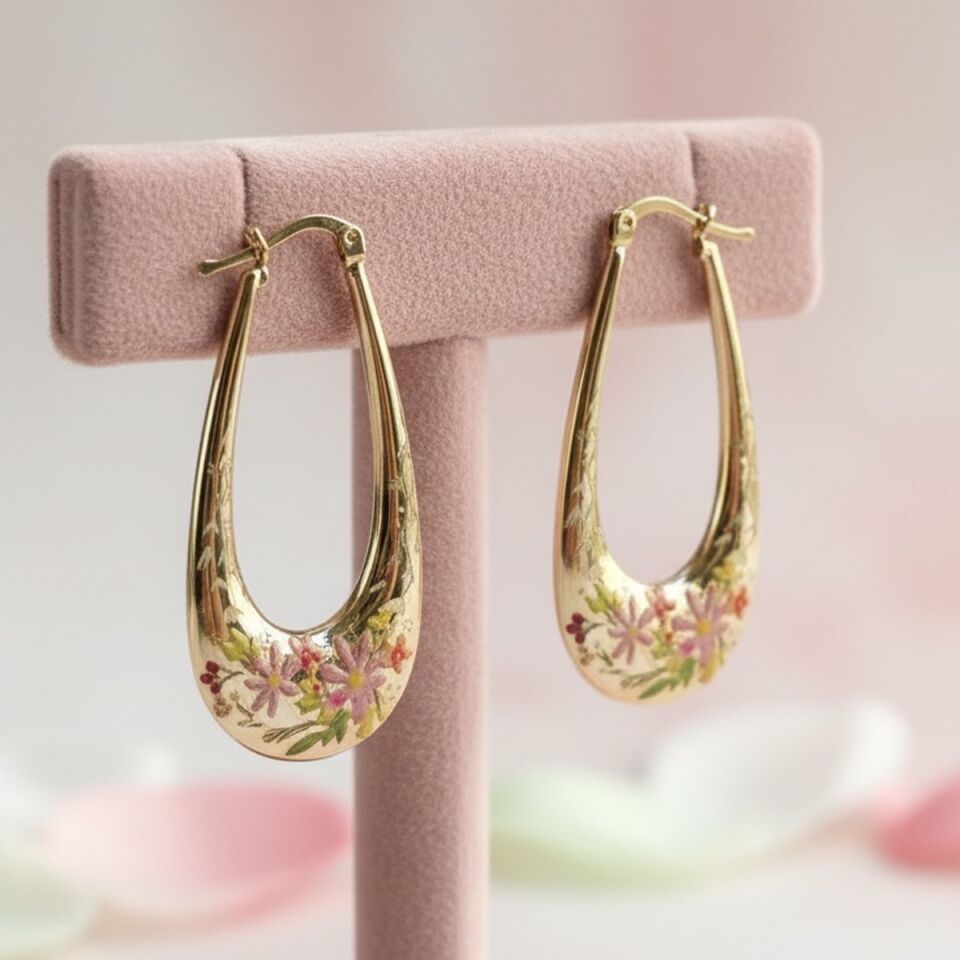 14 AYAR ÖZEL TASARIM ÜZERİ MİNELİ OVAL KÜPE