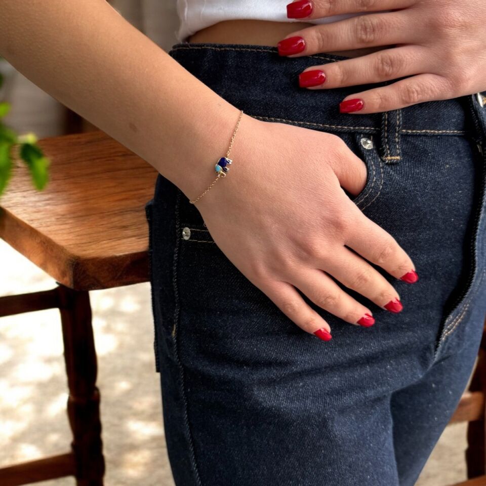 14 AYAR MİNELİ FİL ALTIN BİLEKLİK