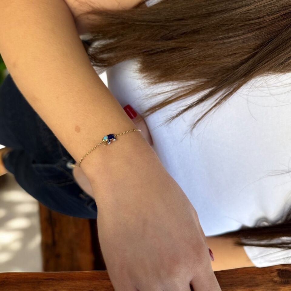 14 AYAR MİNELİ FİL ALTIN BİLEKLİK