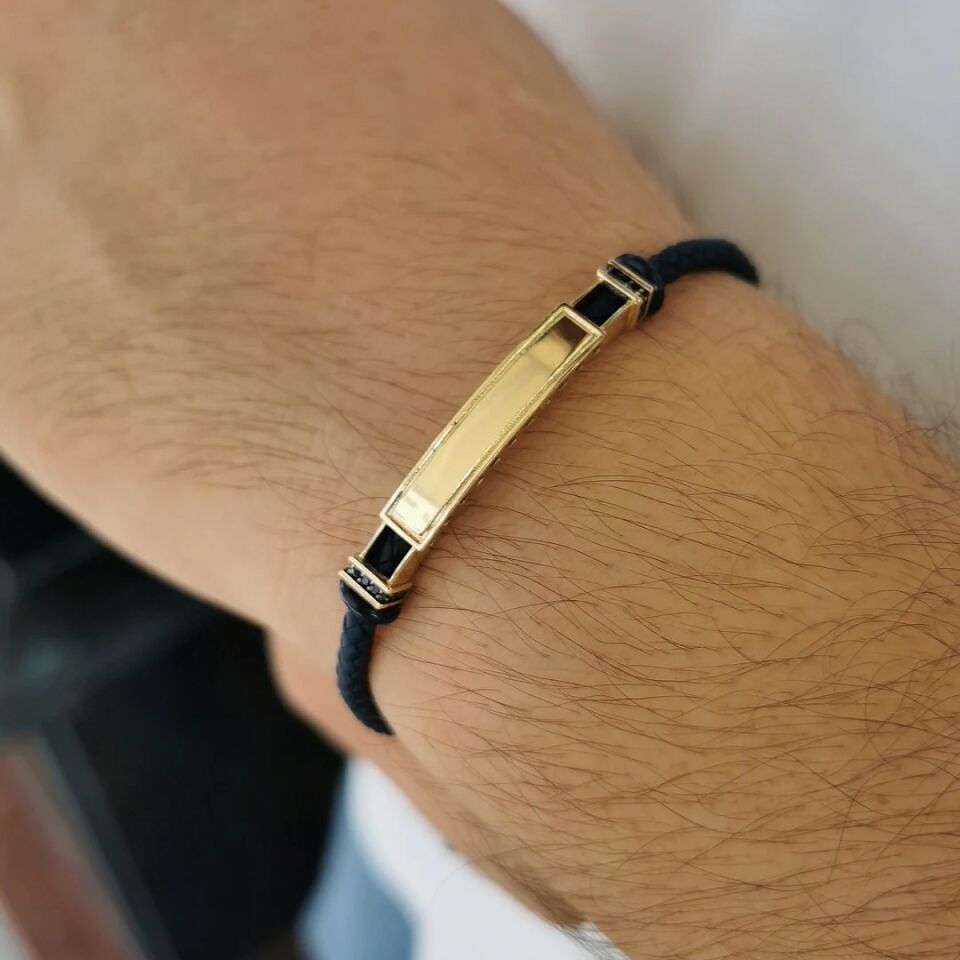 14 AYAR İTALYAN LACİVERT KAYIŞLI ERKEK BİLEKLİK