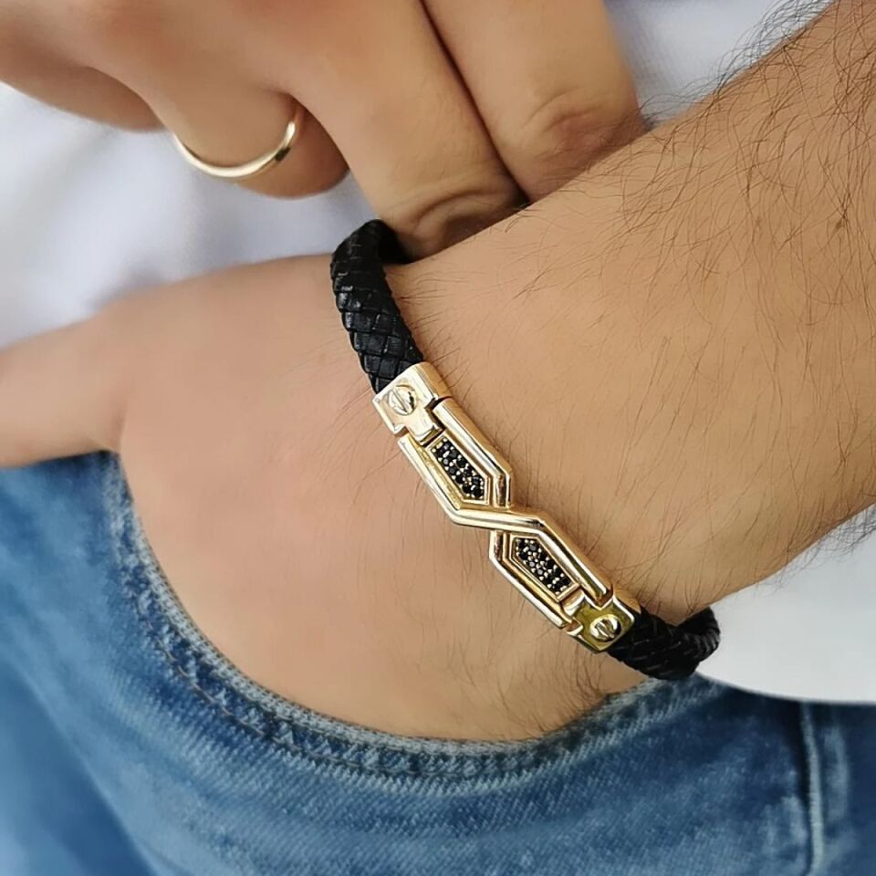 14 AYAR İTALYAN DERİ KAYIŞLI ERKEK BİLEKLİK