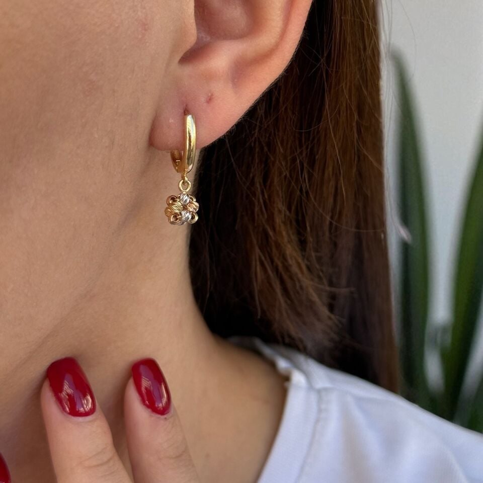 14 AYAR DORİKA TOP SALLANTILI ALTIN KÜPE