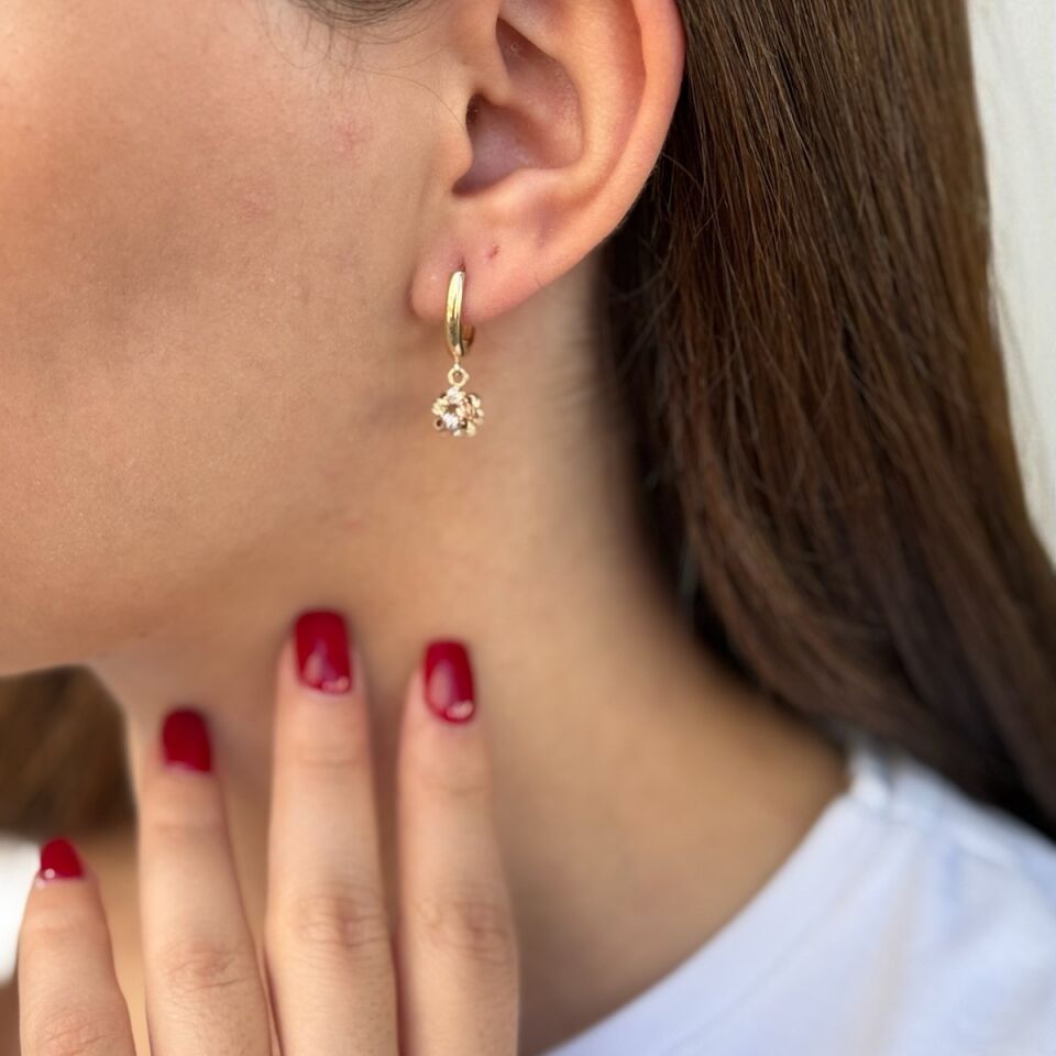 14 AYAR DORİKA TOP SALLANTILI ALTIN KÜPE