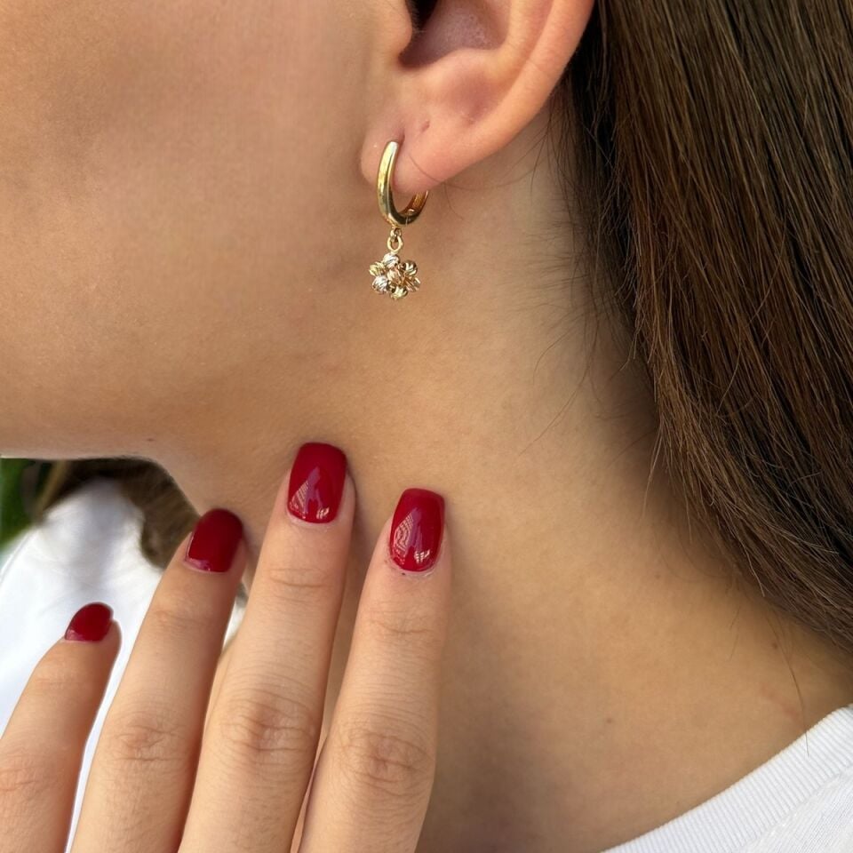 14 AYAR DORİKA TOP SALLANTILI ALTIN KÜPE