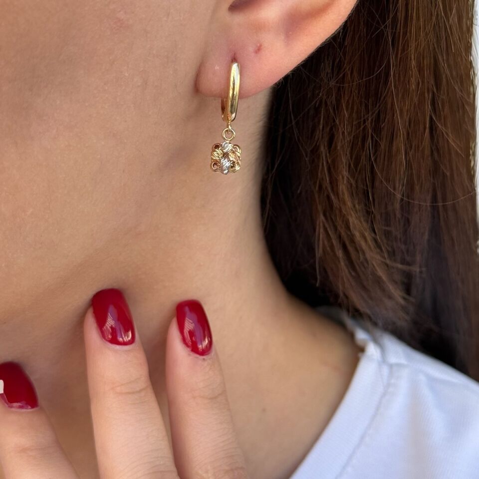 14 AYAR DORİKA TOP SALLANTILI ALTIN KÜPE