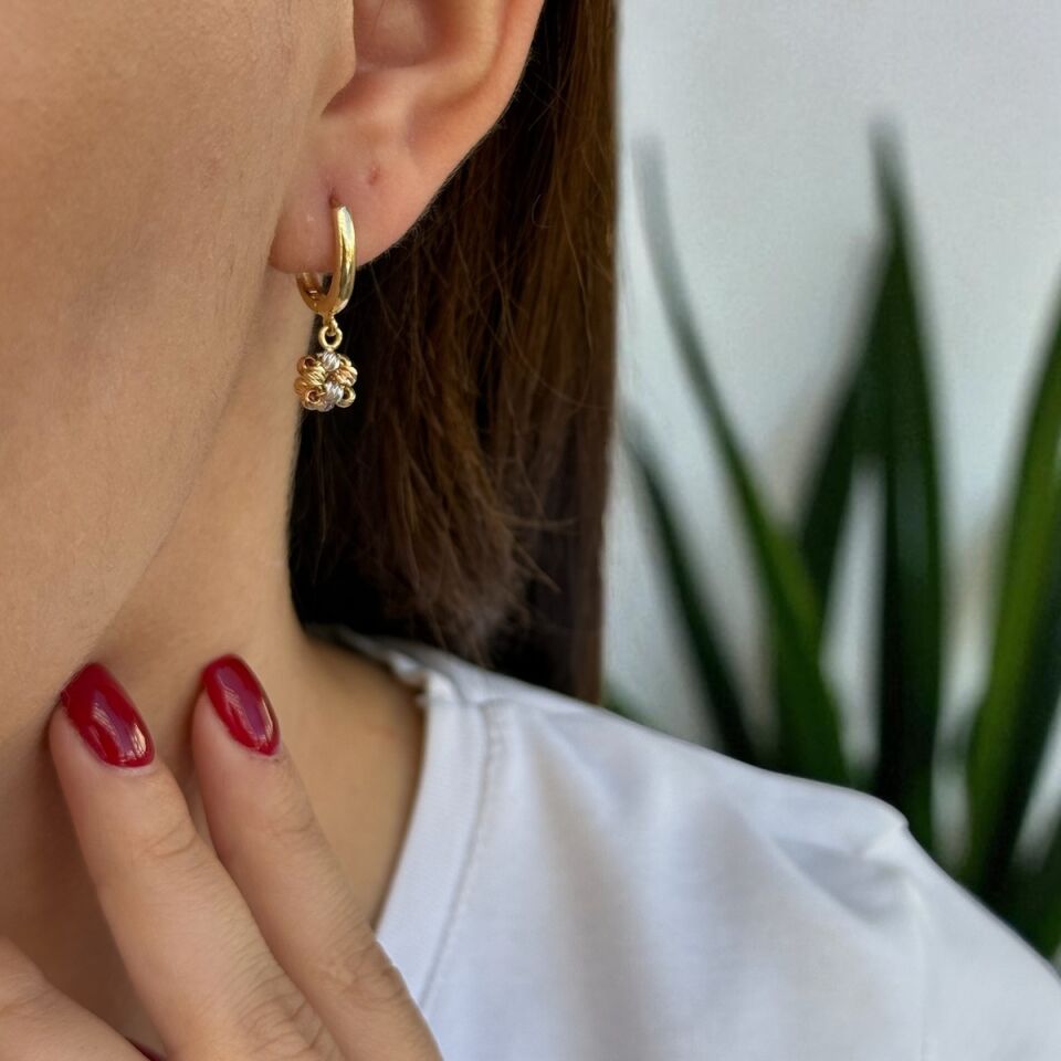 14 AYAR DORİKA TOP SALLANTILI ALTIN KÜPE