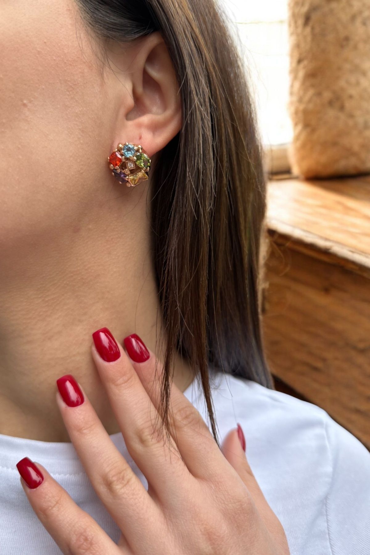 14 AYAR ÖZEL TASARIM HAS TAŞLI KÜPE