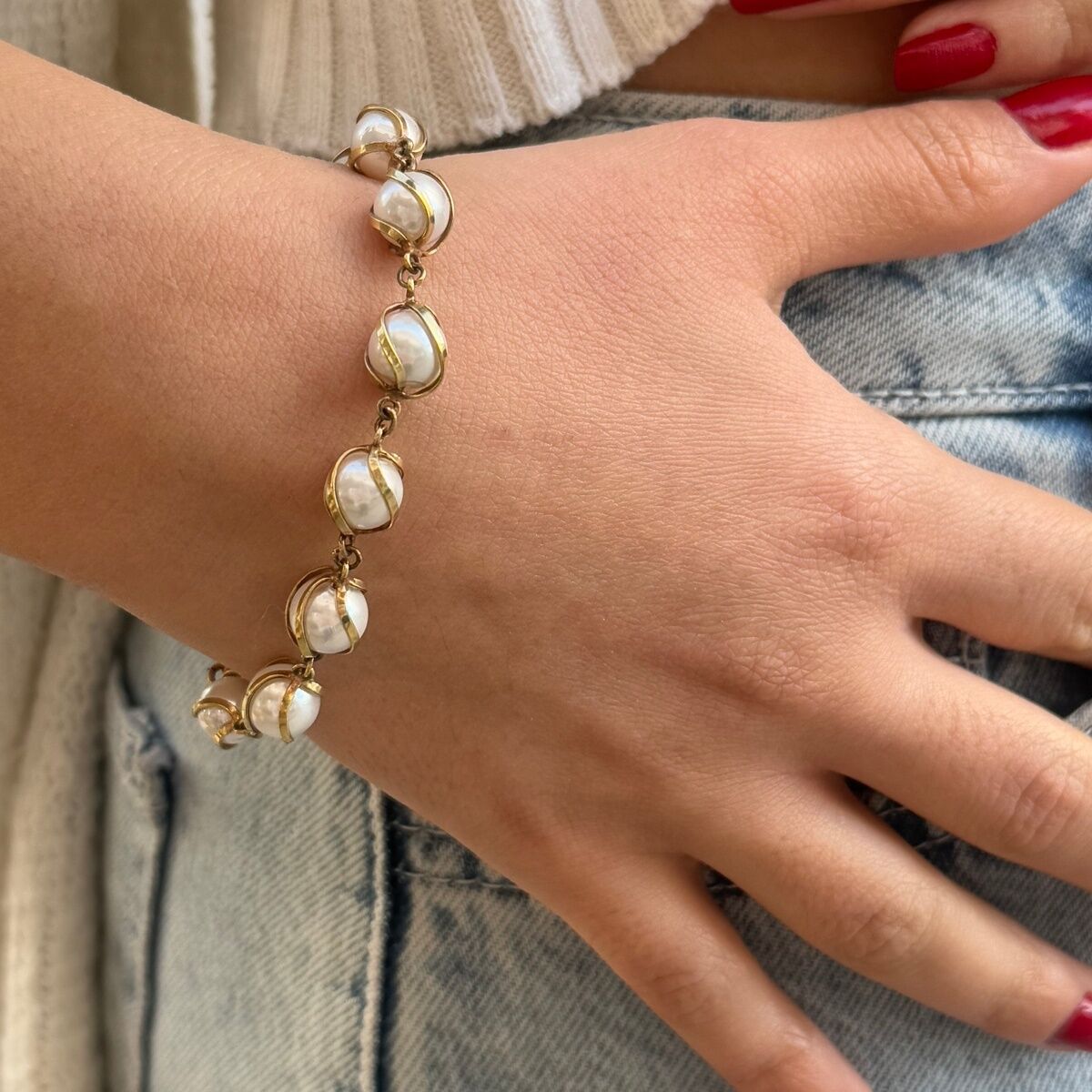 14 AYAR İNCİLİ ÖZEL TASARIM BİLEKLİK