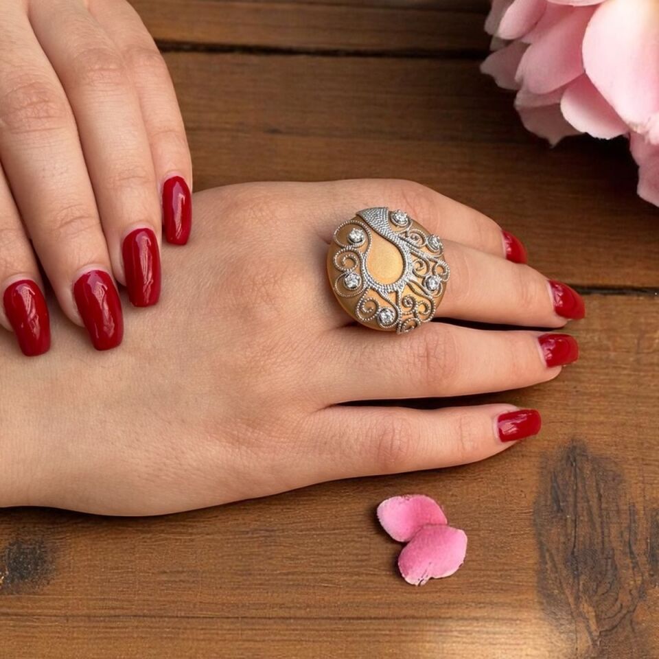 14 AYAR İTALYAN ROSE RENGİ TASARIM YÜZÜK
