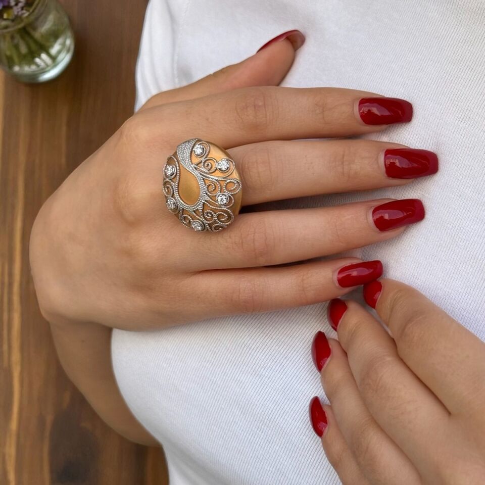 14 AYAR İTALYAN ROSE RENGİ TASARIM YÜZÜK