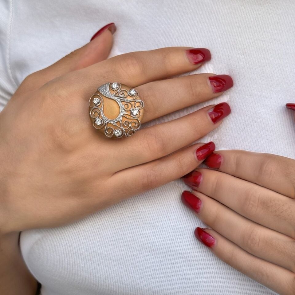 14 AYAR İTALYAN ROSE RENGİ TASARIM YÜZÜK