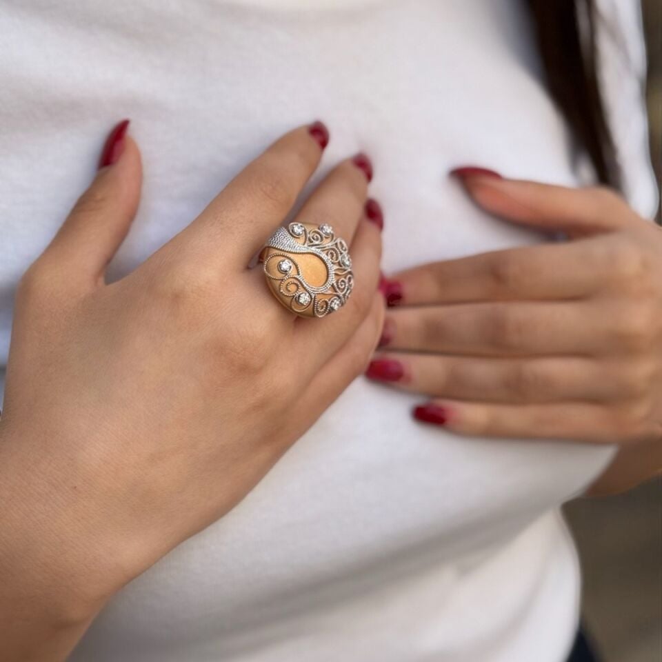 14 AYAR İTALYAN ROSE RENGİ TASARIM YÜZÜK