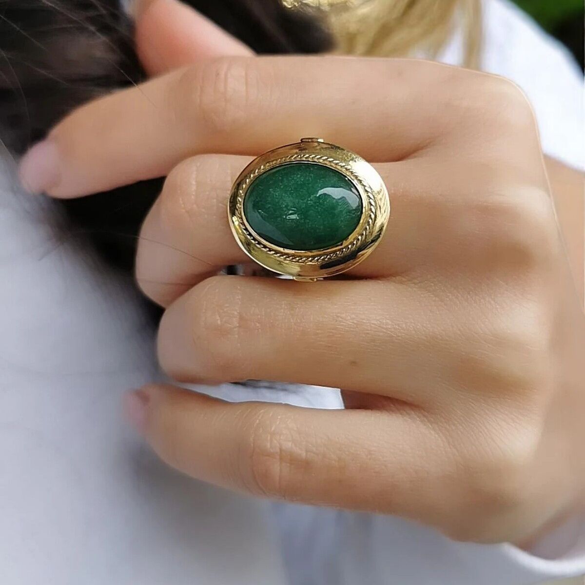 14 AYAR KÖK ZÜMRÜT TAŞLI ELİŞİ ALTIN YÜZÜK