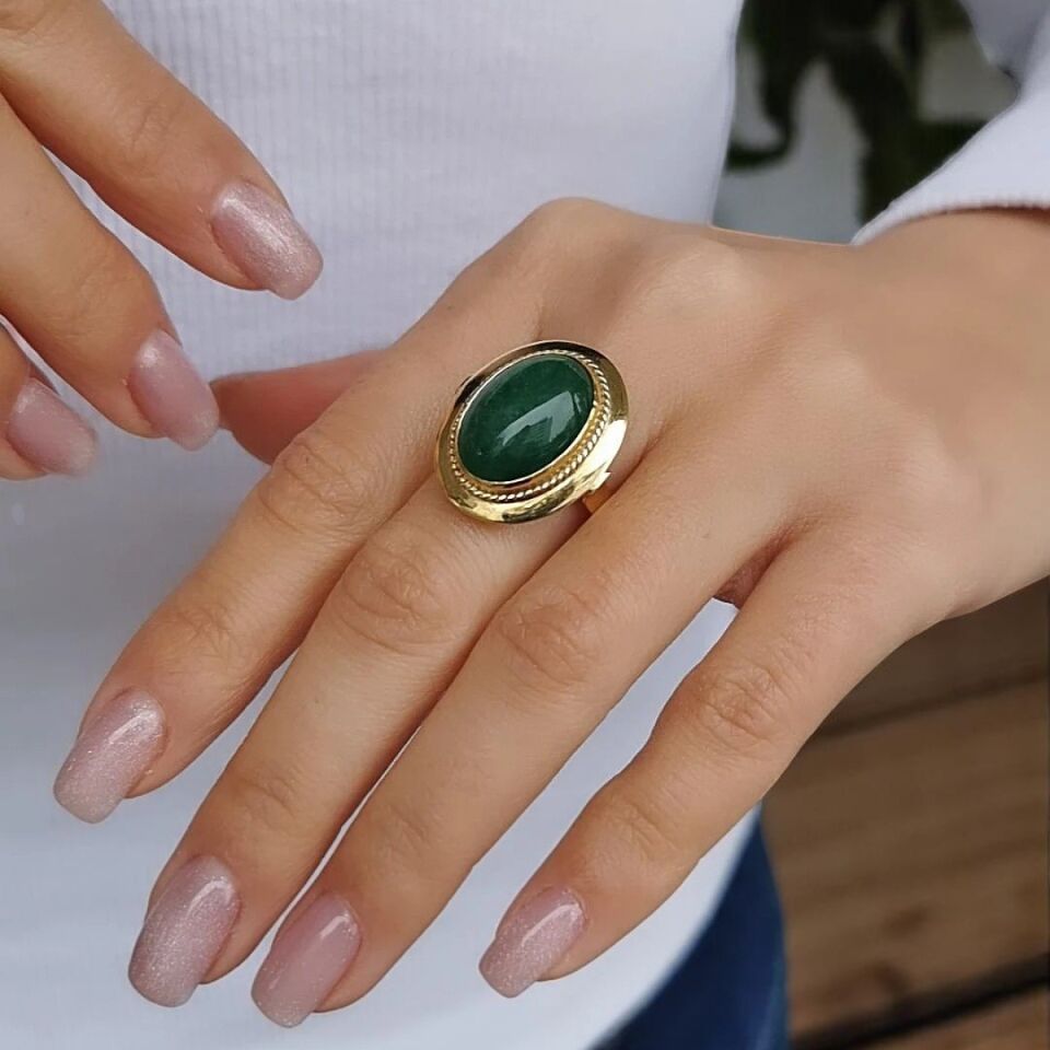 14 AYAR KÖK ZÜMRÜT TAŞLI ELİŞİ ALTIN YÜZÜK