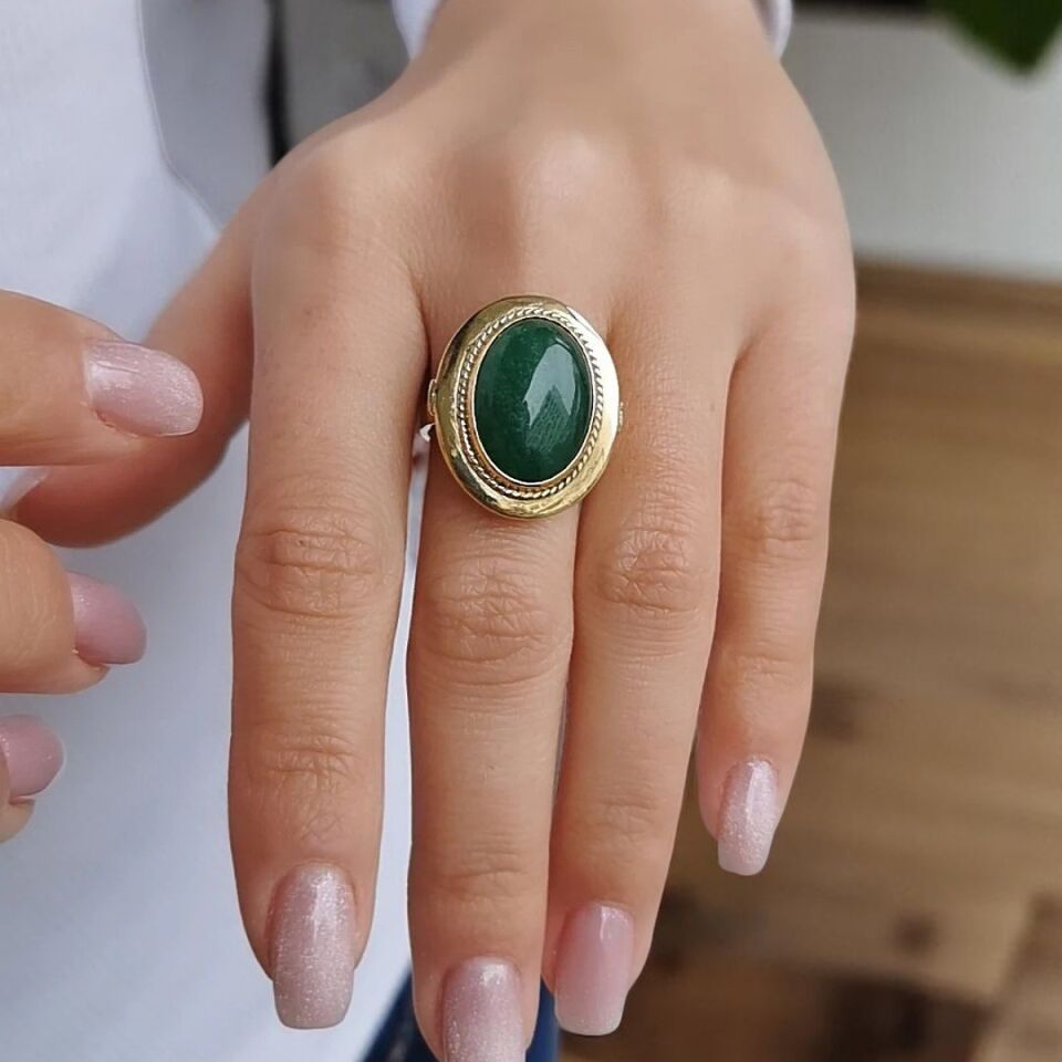 14 AYAR KÖK ZÜMRÜT TAŞLI ELİŞİ ALTIN YÜZÜK