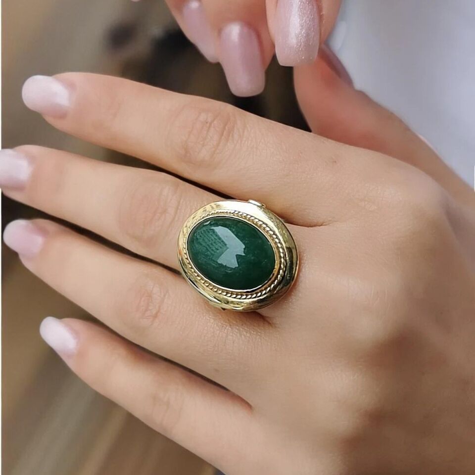 14 AYAR KÖK ZÜMRÜT TAŞLI ELİŞİ ALTIN YÜZÜK