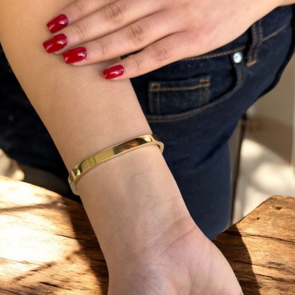 14 AYAR TURKUAZ MİNELİ İTALYAN ALTIN KELEPÇE BİLEZİK