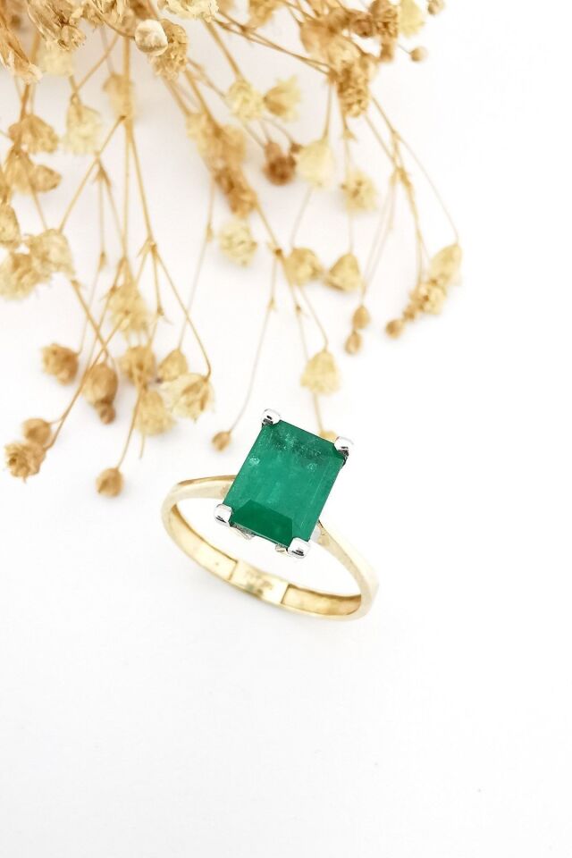 14 Ayar Zümrüt Taşlı Altın Yüzük 13