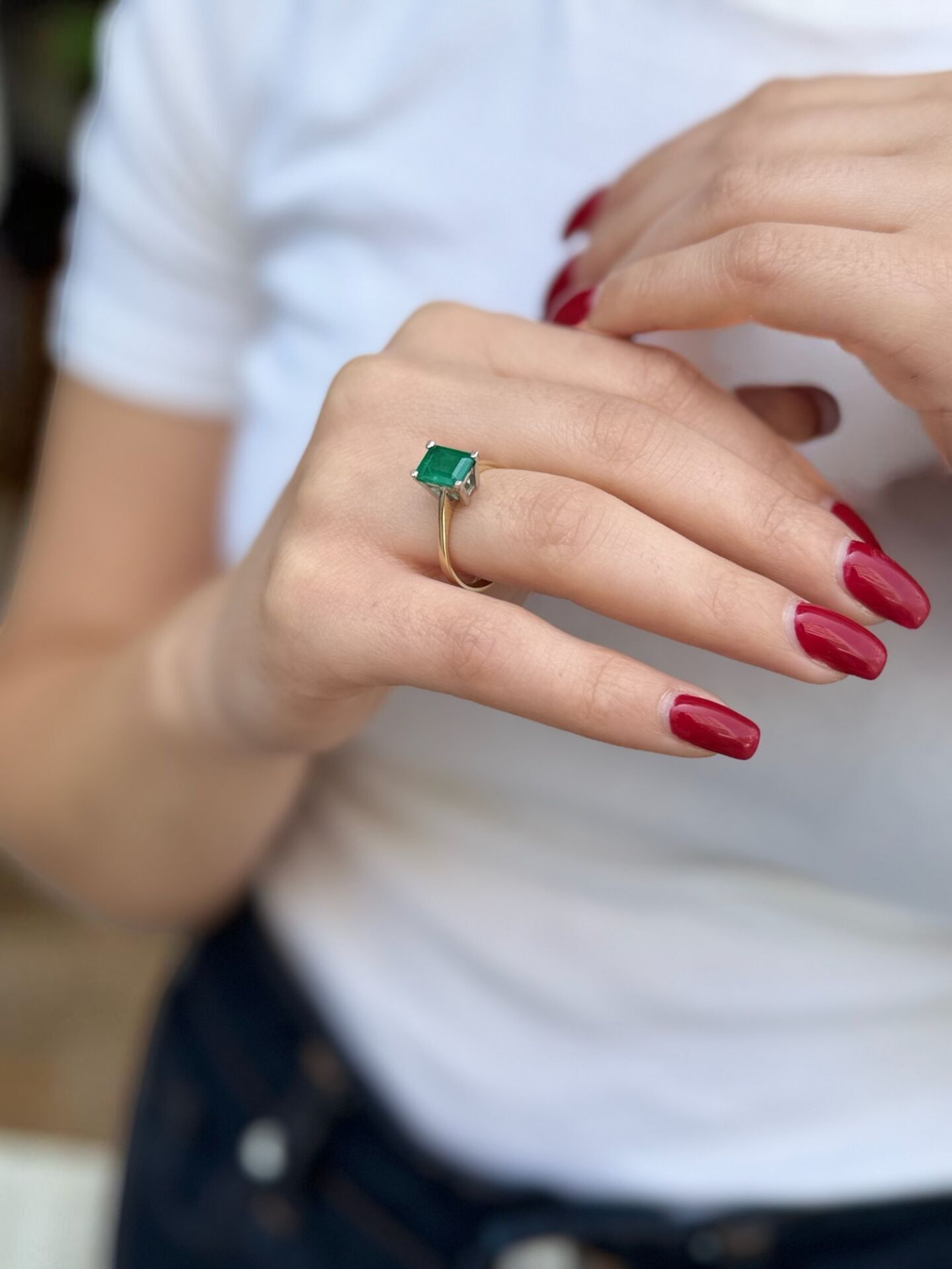 14 Ayar Zümrüt Taşlı Altın Yüzük 13