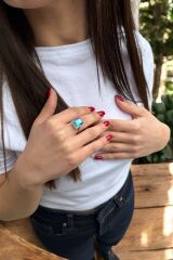 14 AYAR ÖZEL TASARIM KRİSTAL BLUE TOPAZ TAŞLI ALTIN YÜZÜK 15