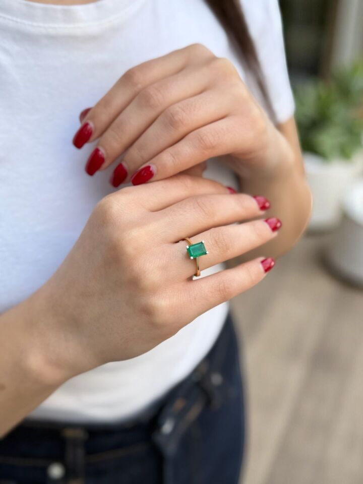 14 Ayar Zümrüt Taşlı Altın Yüzük 20