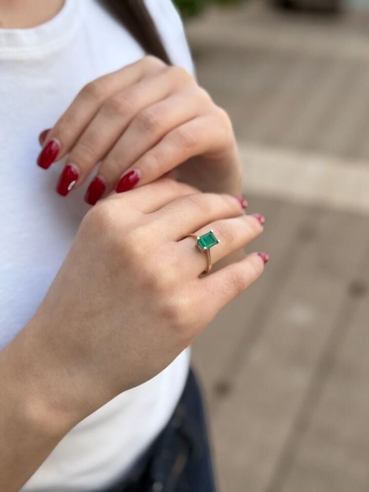 14 Ayar Zümrüt Taşlı Altın Yüzük 20