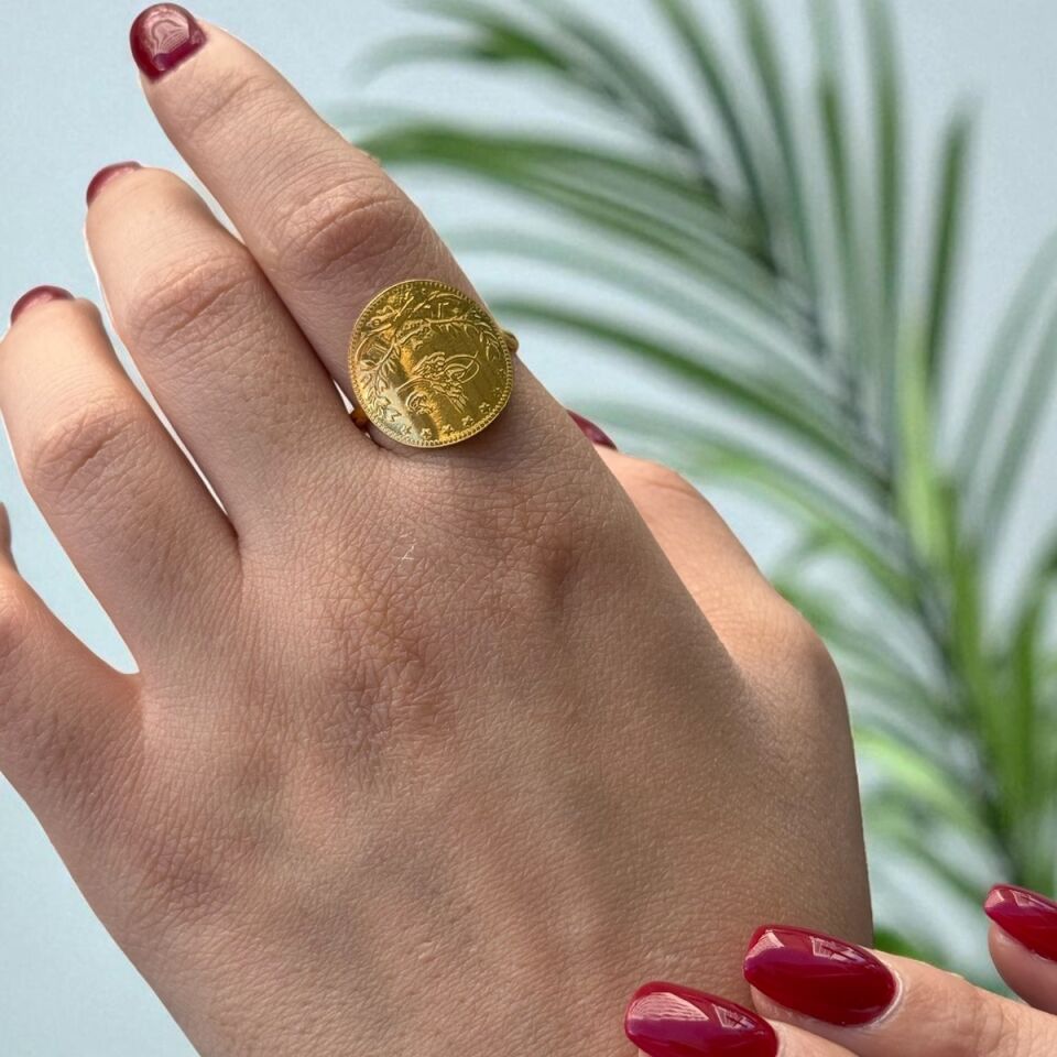 22 AYAR ÇEYREK REŞAT ALTIN TASARIMI YÜZÜK