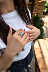 14 AYAR ÖZEL TASARIM KRİSTAL BLUE TOPAZ TAŞLI ALTIN YÜZÜK 16