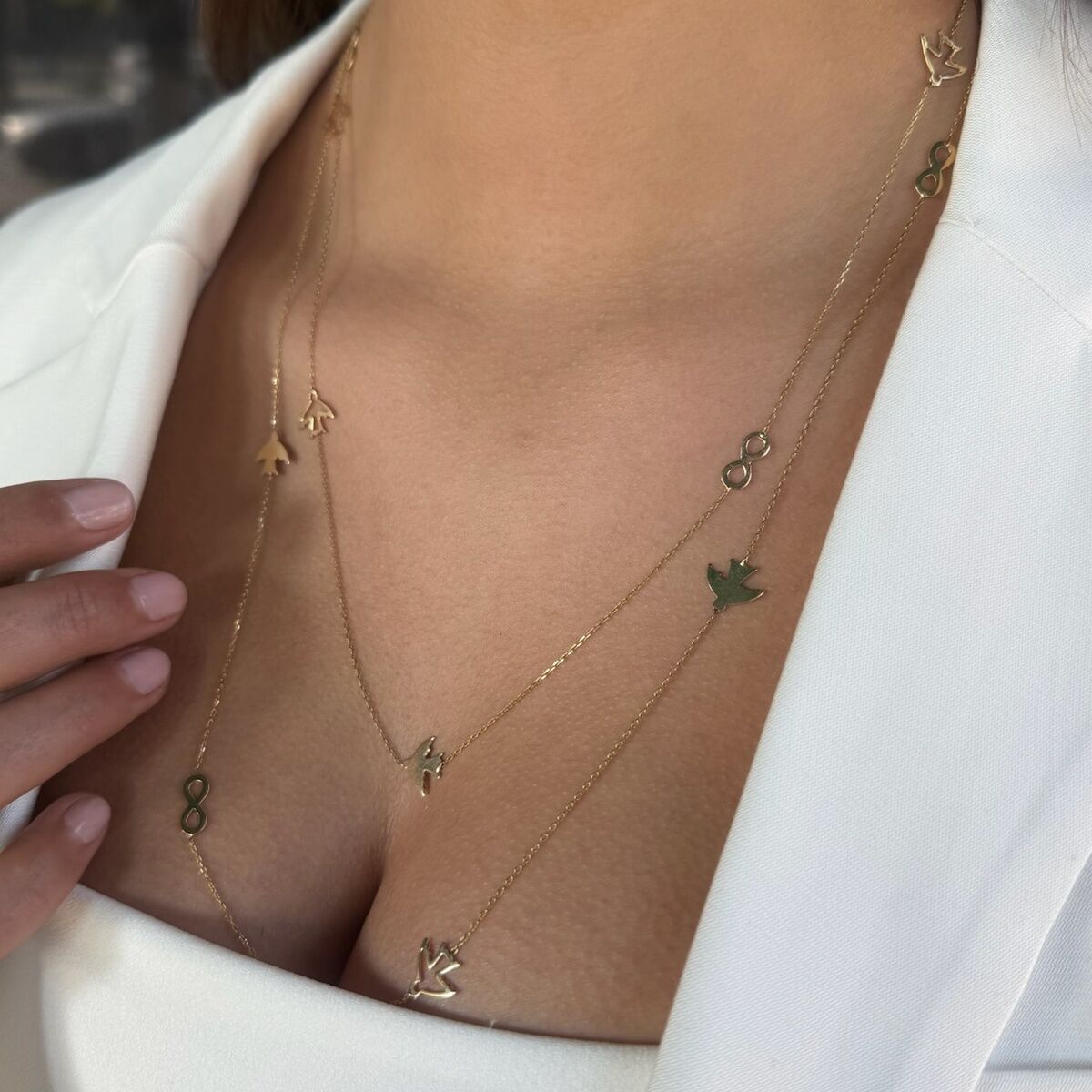 14 AYAR DOLAMALI ŞANS KOLYESİ