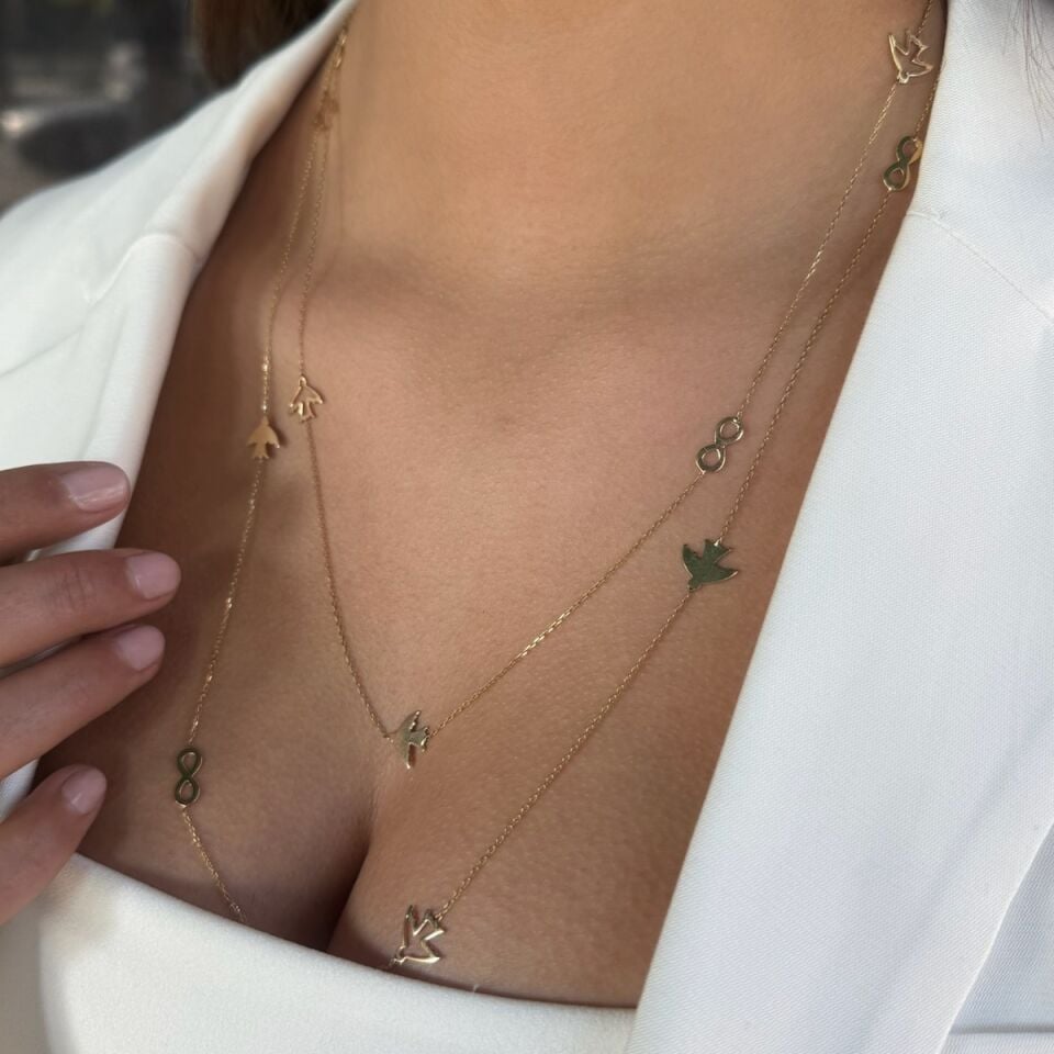 14 AYAR DOLAMALI ŞANS KOLYESİ