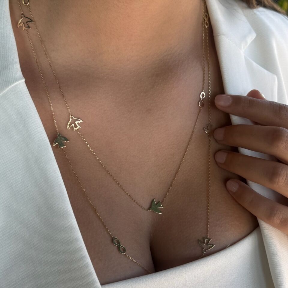 14 AYAR DOLAMALI ŞANS KOLYESİ