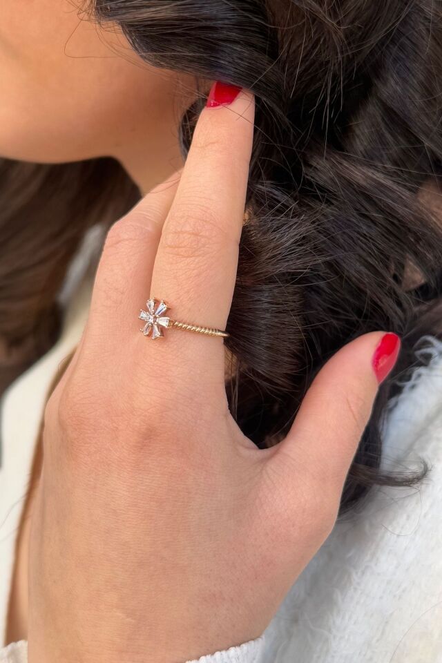 14 AYAR ÖZEL TASARIM BAGET TAŞLI KARTANESİ ALTIN YÜZÜK