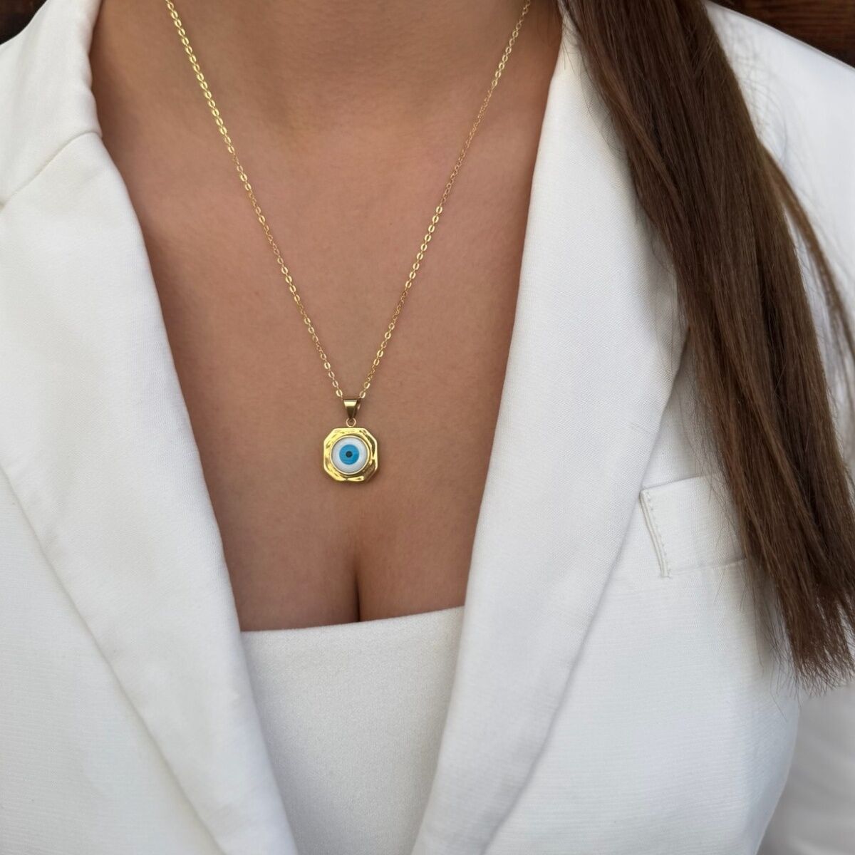 14 AYAR SEDEF NAZAR BONCUKLU KOLYE UCU