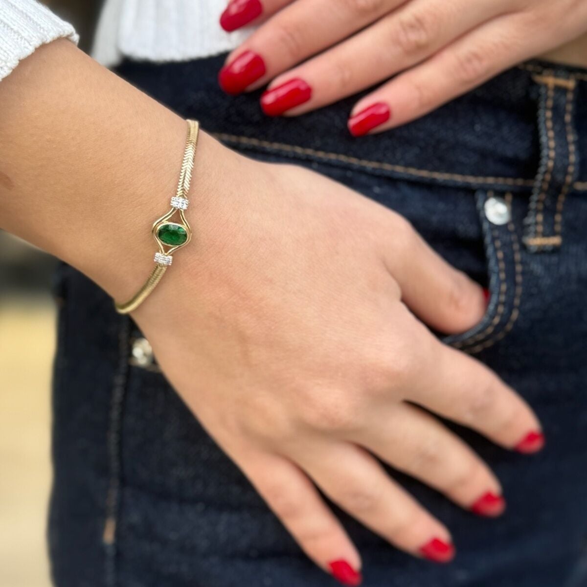 14 AYAR KRİSTAL YEŞİL TAŞLI BİLEKLİK