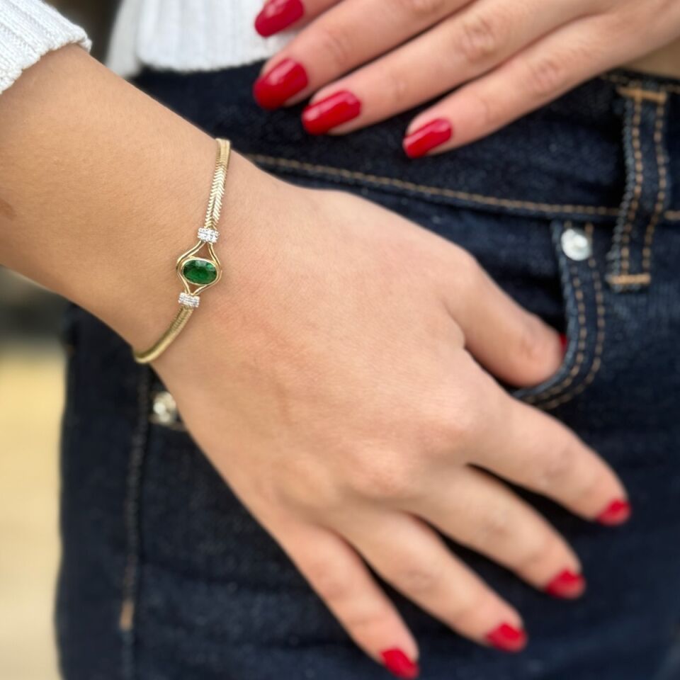 14 AYAR KRİSTAL YEŞİL TAŞLI BİLEKLİK