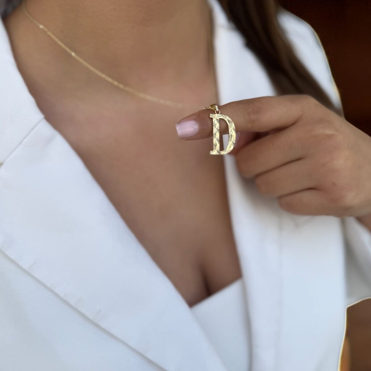 14 AYAR LAZERLİ D HARFİ ALTIN KOLYE UCU