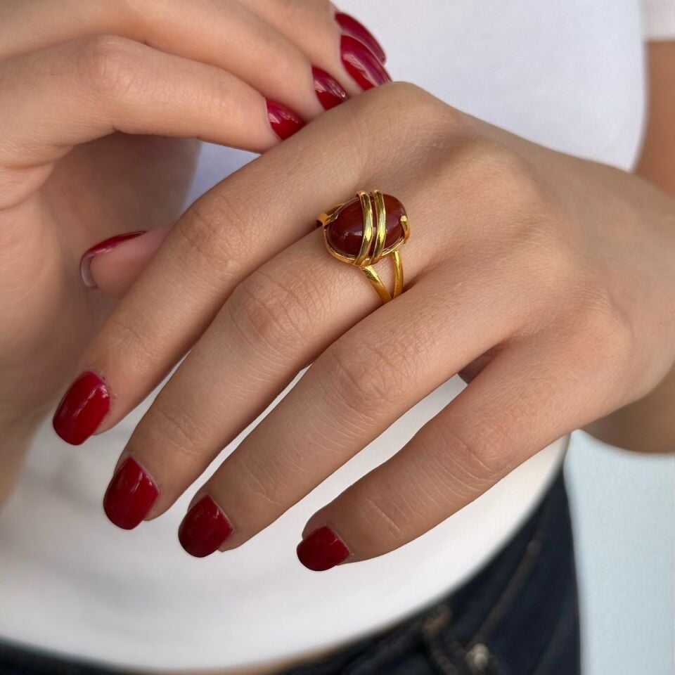 22 AYAR AKİK TAŞLI ÖZEL TASARIM ALTIN YÜZÜK