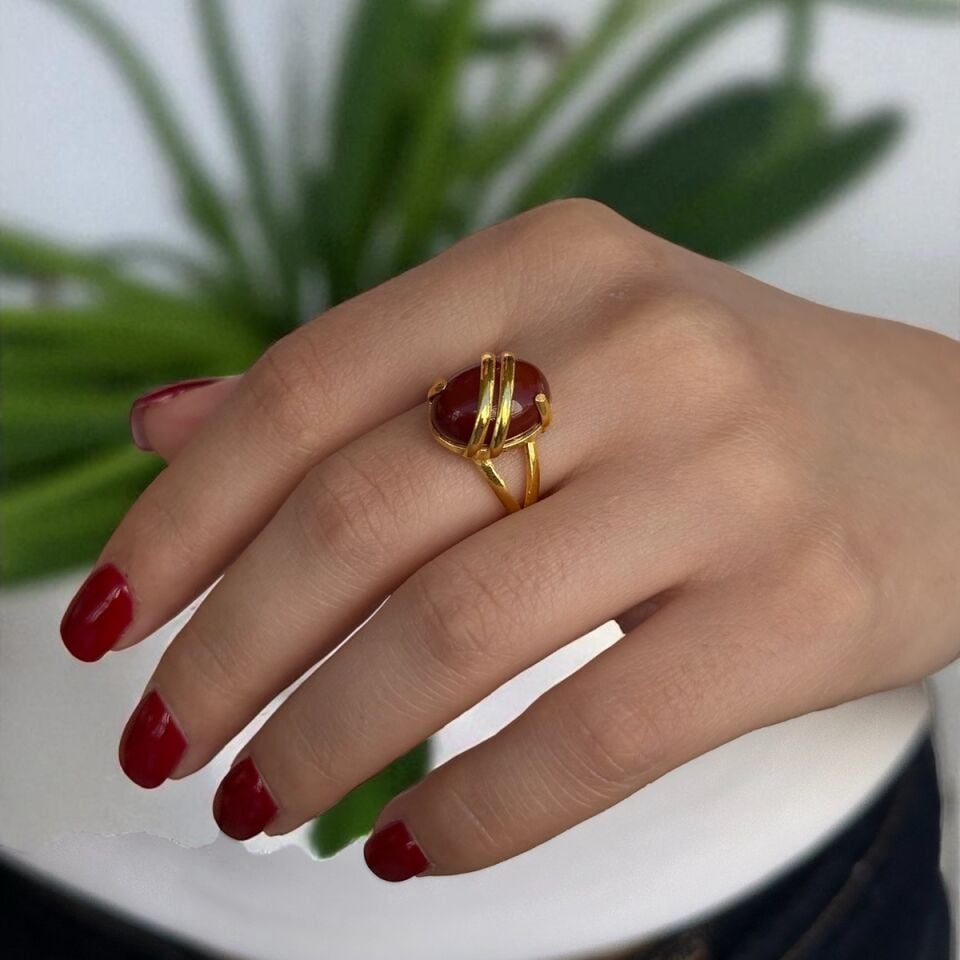 22 AYAR AKİK TAŞLI ÖZEL TASARIM ALTIN YÜZÜK