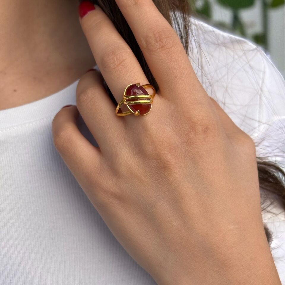 22 AYAR AKİK TAŞLI ÖZEL TASARIM ALTIN YÜZÜK