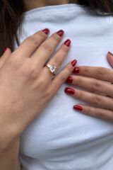 18 AYAR 1,88 CT BEYAZ SAFİR TAŞLI 0,93 CT PIRLANTA TAŞLI ROSE ALTIN YÜZÜK 12