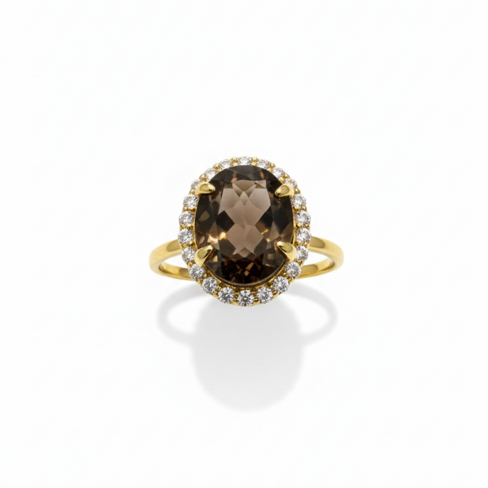 14 AYAR SMOKY DUMANLI KUVARS İTALYAN YÜZÜK