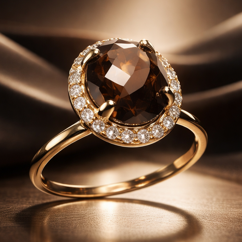 14 AYAR SMOKY DUMANLI KUVARS İTALYAN YÜZÜK