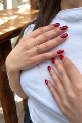 18 AYAR 1,88 CT BEYAZ SAFİR TAŞLI 0,93 CT PIRLANTA TAŞLI ROSE ALTIN YÜZÜK 14