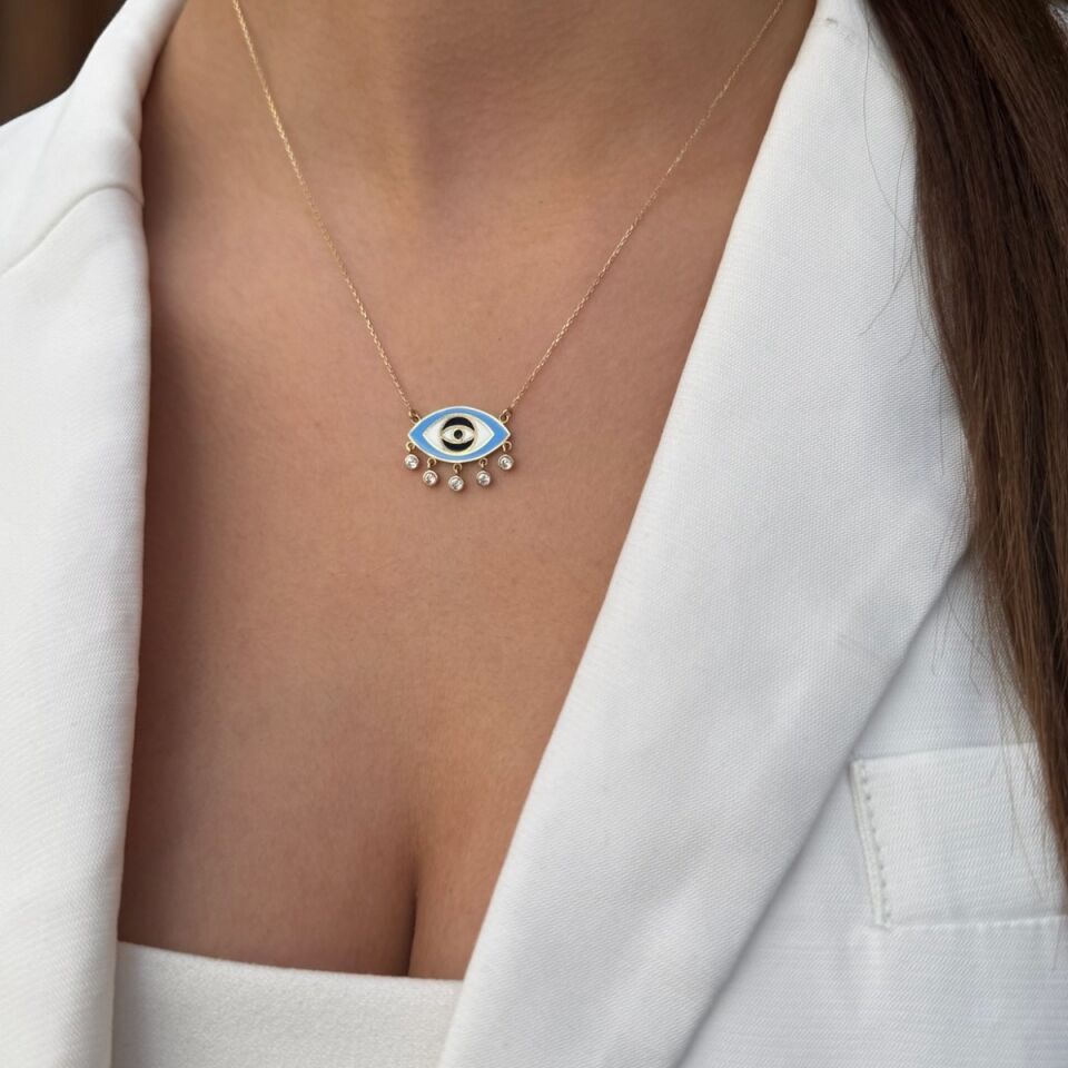 14 Ayar Mineli Göz Altın Kolye