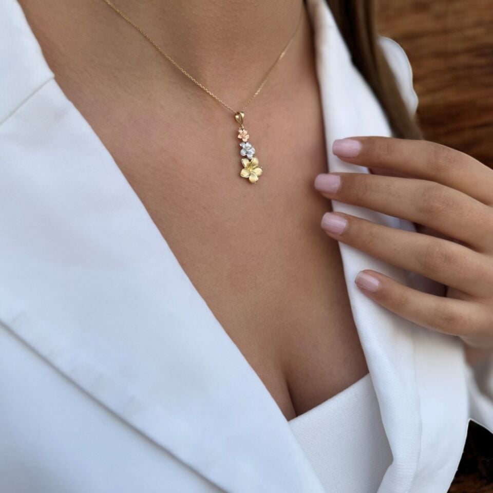 14 Ayar 3 Renk Orkide Altın Kolye