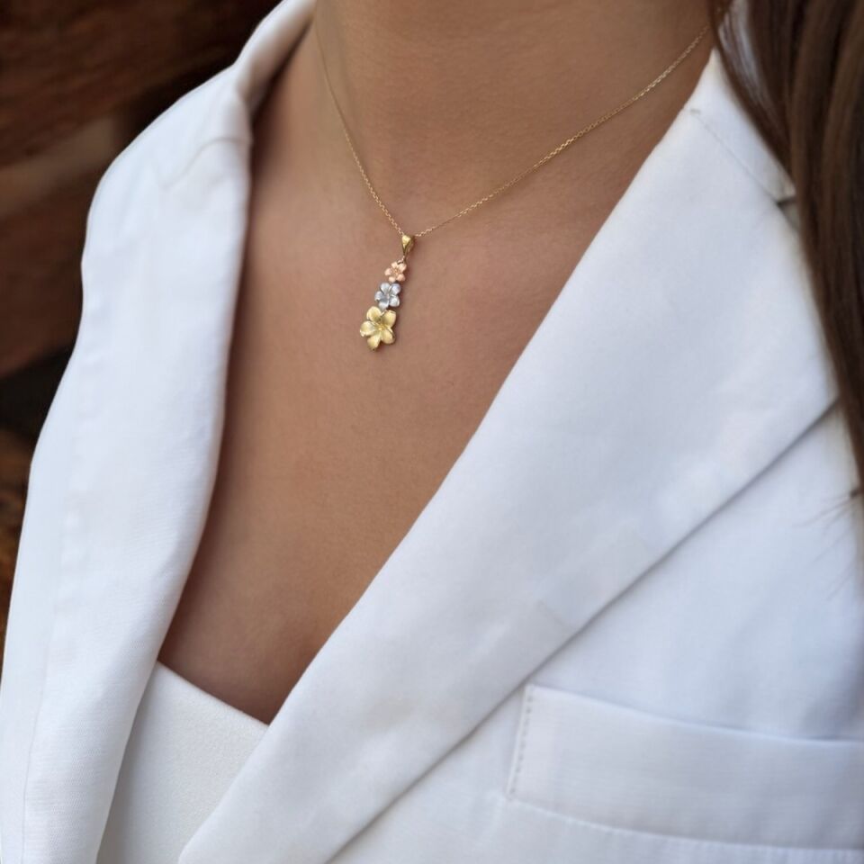 14 Ayar 3 Renk Orkide Altın Kolye
