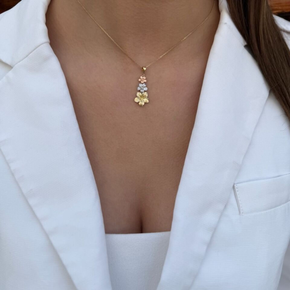 14 Ayar 3 Renk Orkide Altın Kolye