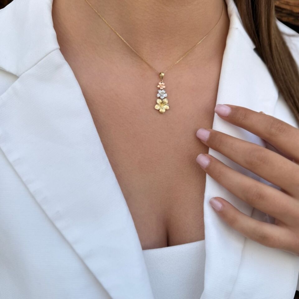 14 Ayar 3 Renk Orkide Altın Kolye