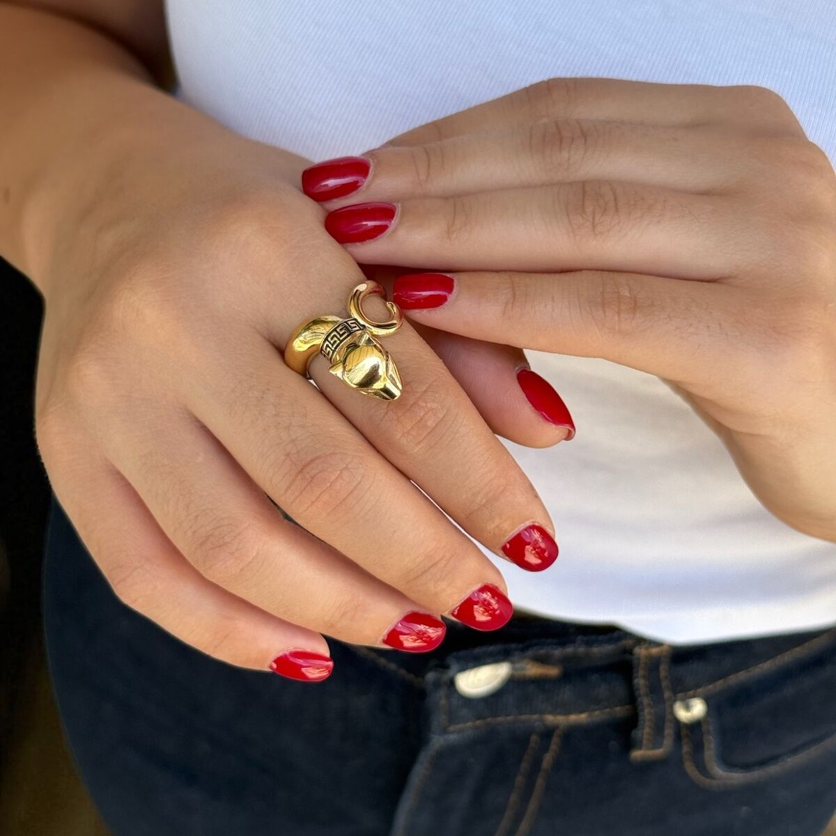 14 Ayar Puma Siyah Mineli Altın Yüzük